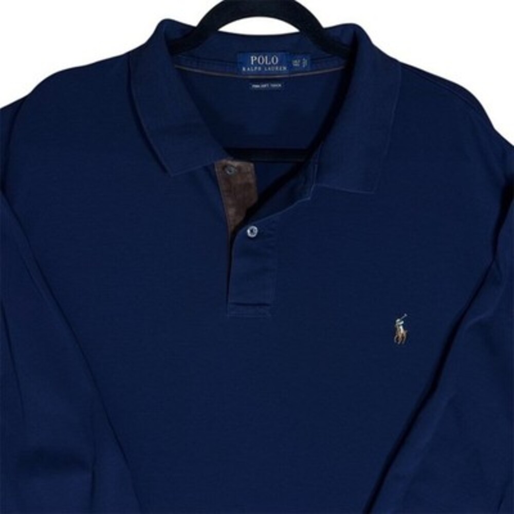 Polo Ralph Lauren Polo Shirt Mens 3XLT Blue Solid Long Sleeve Big & Tall